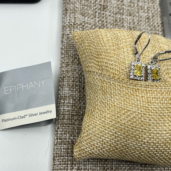 Epiphany Diamonique Yellow Stone Lever-Back Earrings – Vintage Sparkling Beauty - Picture 13 of 16